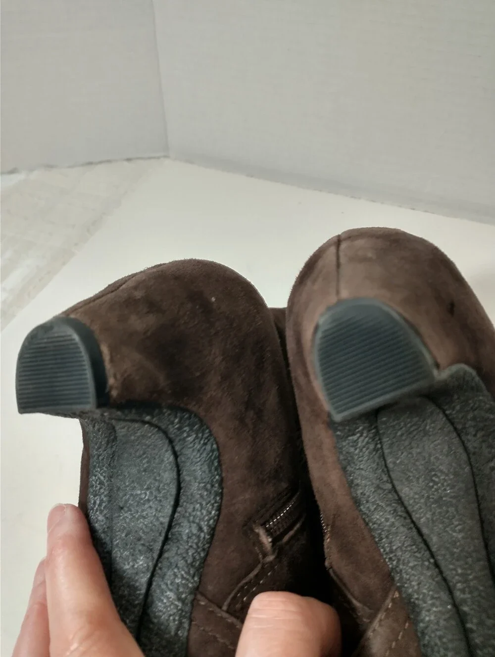 Women's Brown‎ Suede Leather Ankle Boots, Size 10, Heeled, Rounded Toe